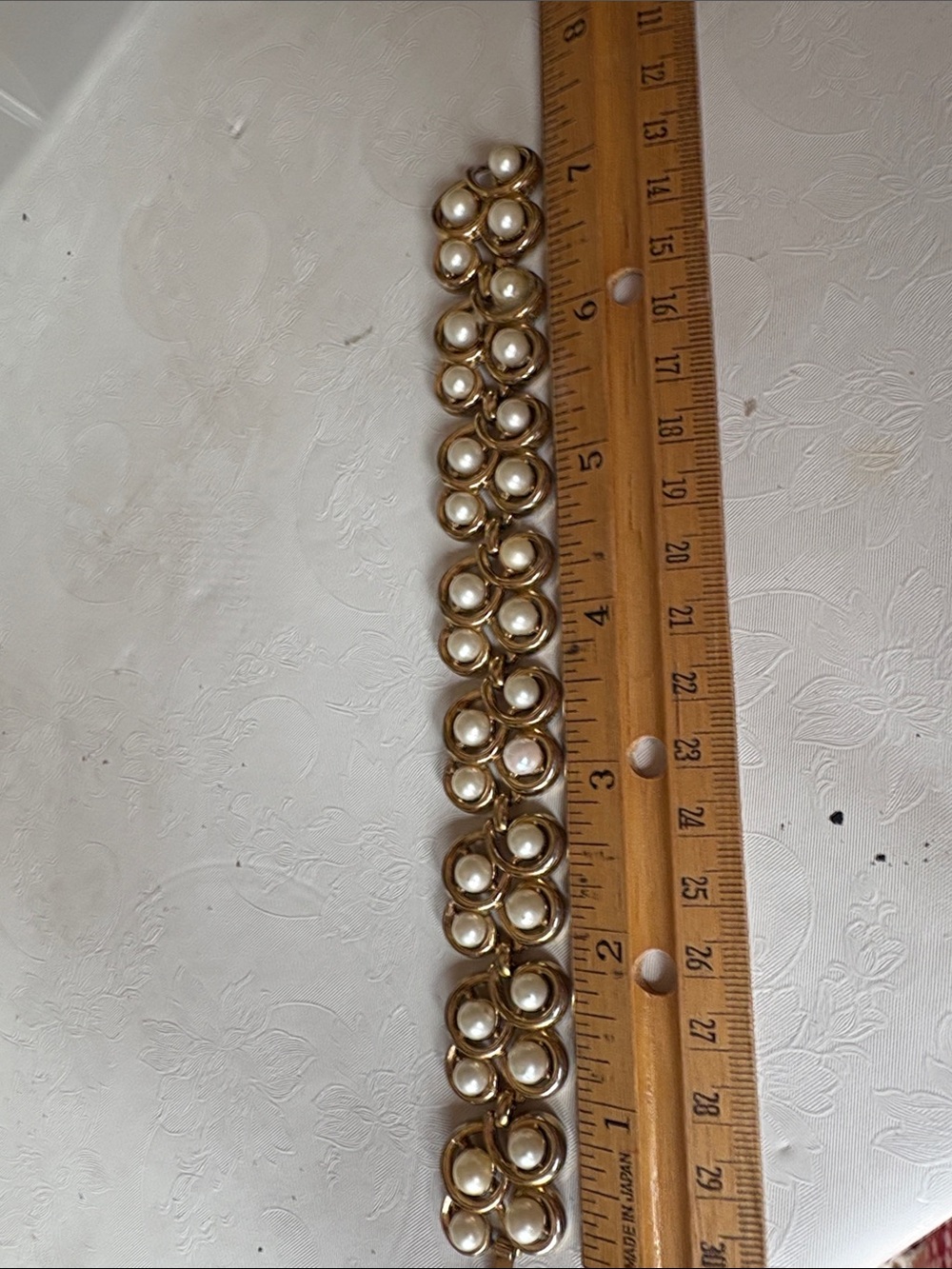 Trifari Gold-Tone Bracelet with Ivory Pearls - Picture 4 of 7